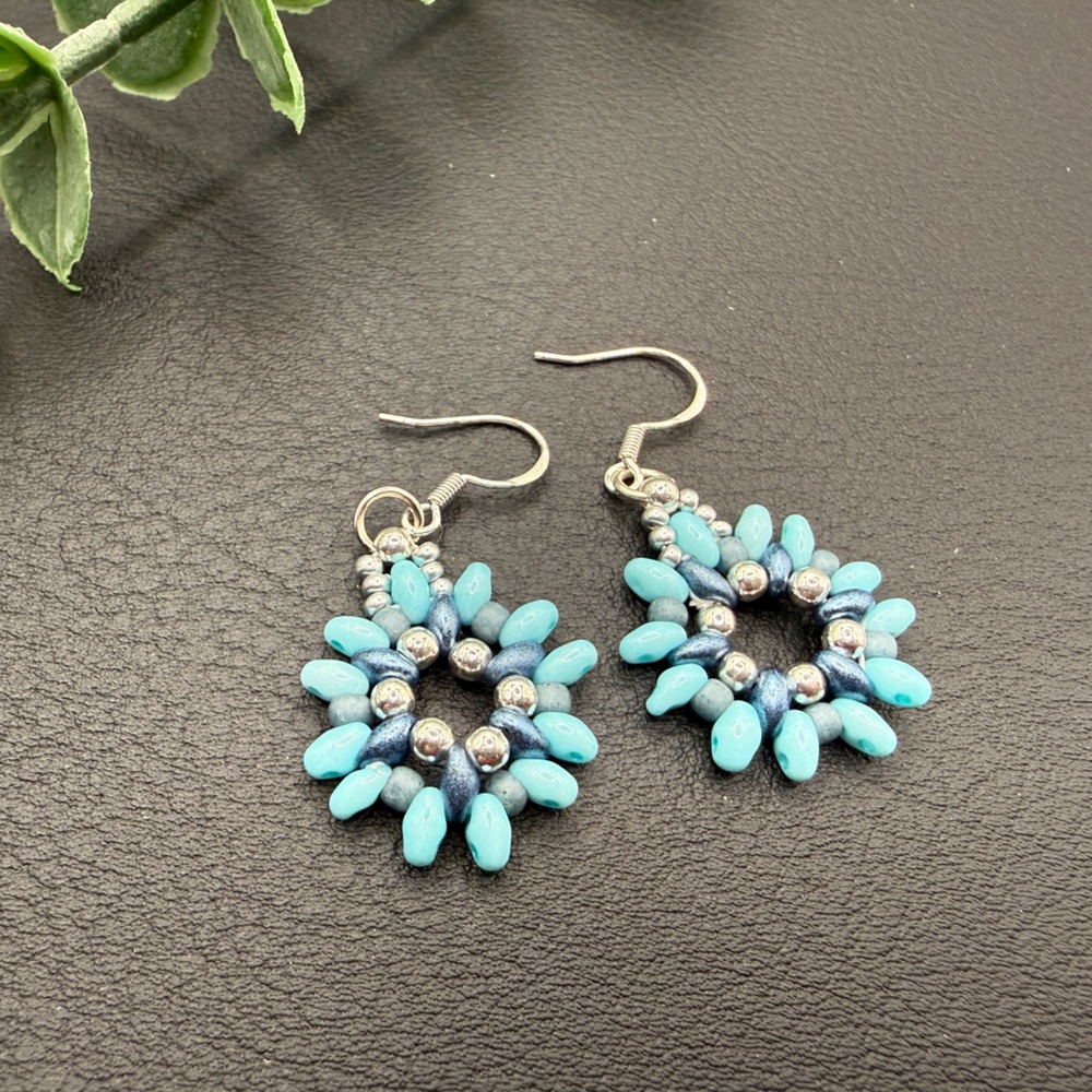Turquoise Petal Bead Dangle Earrings - Women Jewelry